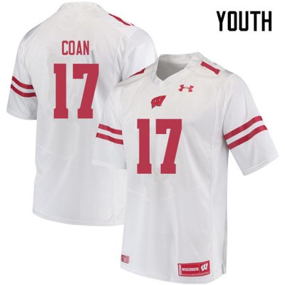 Youth Wisconsin Badgers NCAA #17 Jack Coan White Authentic Under Armour Stitched College Football Jersey EQ31U83TP